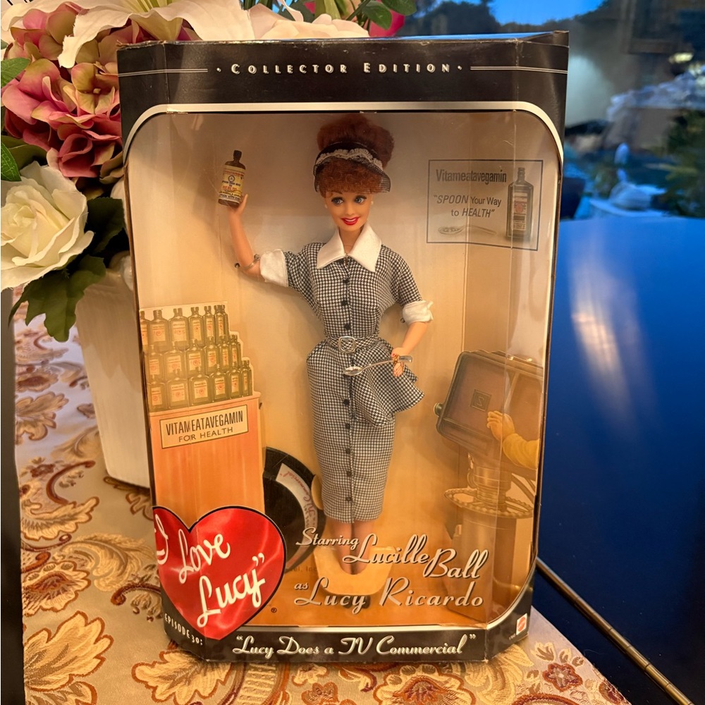 Barbie Lucy Ricardo Doll in Black and White Outfit Lucy does a Commercial